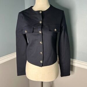 HM navy blue Jacket Gold Buttons military minimalist blazer XS